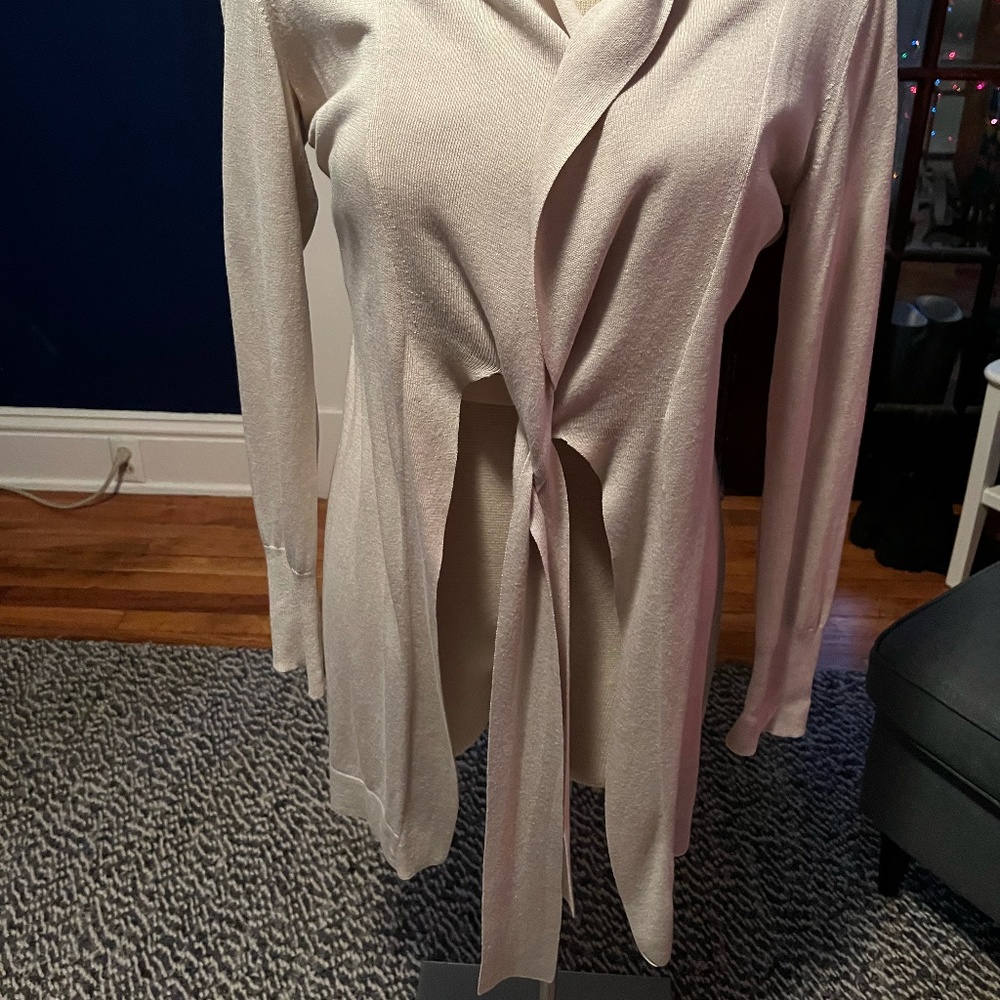 Banana Republic Silk Cotton Cashmere Long Cardigan Sweater w/ Front Tie — Size S - Picture 2 of 4